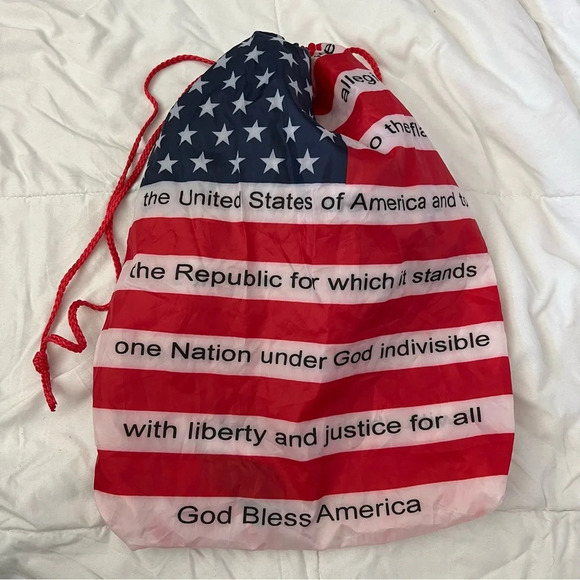Lightweight American Flag USA Drawstring Knapsack Bag - Picture 6 of 6